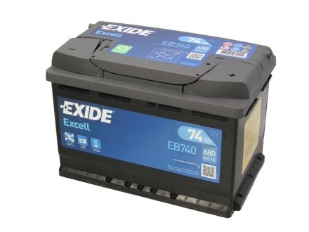 EB740 EXIDE Акумуляторна батарея Exide Excell 12В 74Ач 680А(EN) R+ EB740, свинцово-кислотная