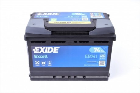 EB741 EXIDE Батарея аккумуляторная Exide Excell 12В 74Ач 680А(EN) L+ EB741