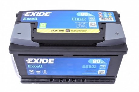 EB802 EXIDE Батарея аккумуляторная Exide Excell 12В 80Ач 700А(EN) R+ EB802