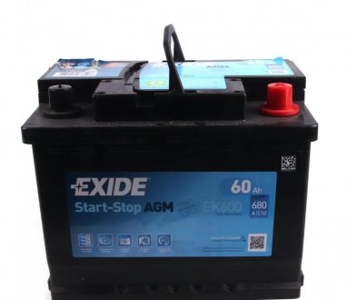 EK600 EXIDE Exide Start-Stop AGM 12В 60Ач 680А(EN) R+ EK600 