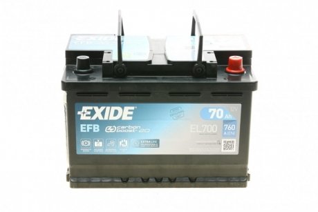 EL700 EXIDE АКБ 6СТ-70 R+ (пт760) (необслуж) EFB Exide (Start/Stop)
