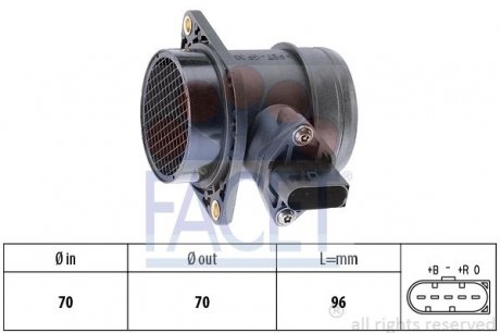 10.1284 FACET Расходомер воздуха (5 конт.) VW T4/ LT II 1.9D/2.5D 95-06 (L=96) (10.1284) FACET