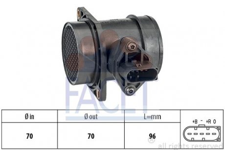 10.1441 FACET Расходомер воздуха (5 конт.) AUDI A4/VW GOLF IV/SKODA OCTAVIA 1.8T 96-10 (10.1441) FACET