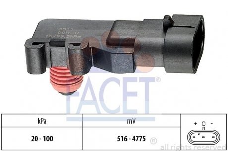 10.3011 FACET Датчик давления наддува (3 конт.) EPICA/NUBIRA/ASTRA/COMBO 1.4-3.5 92- (10.3011) FACET