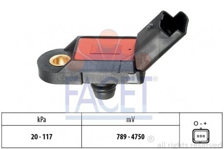 10.3056 FACET Датчик тиску повітря Citroen C4/C5 / Peugeot 206/307/406/407 1.8-3.0 i 00->