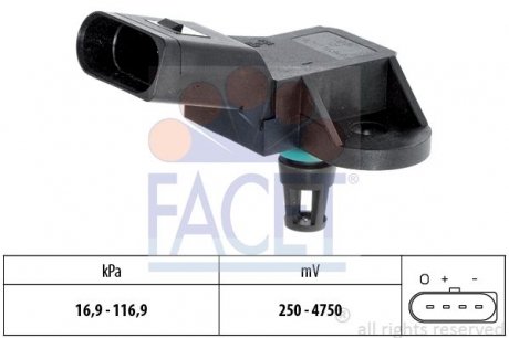 10.3226 FACET Датчик давления наддува Audi A4/A5/A6/A8 / VW Passat 1.8-5.2 TFSI/TDI/FSI/T/i 97-> (10.3226) FACET