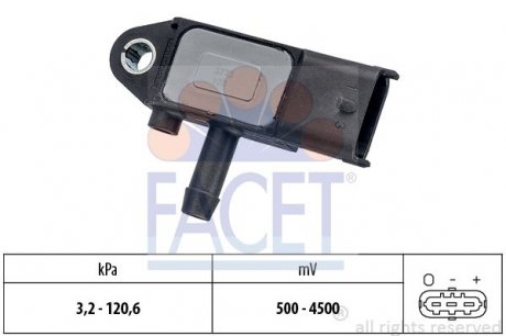 10.3273 FACET Датчик давления выхлопных газов VEO/ASTRA H/J, COMBO, D 1.3D-2.0D 03- (10.3273) FACET