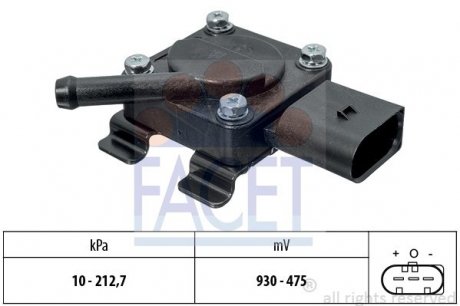 10.3312 FACET Датчик давления наддува BMW 1/3/5/7/X3/X5 2.0-4.5 d 02-> (10.3312) FACET