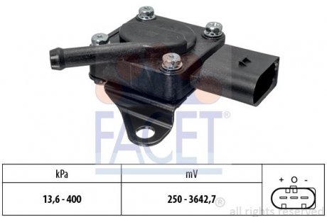 10.3319 FACET Датчик давления наддува BMW 1(E87)/3(E90)/5(F10)/X3(E83) 2.0/3.0D 07-13 (10.3319