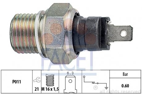 7.0021 FACET Датчик давления масла Citroen Berlingo/Peugeot 205/306/309/405 0.9-2.5 80- (7.0021) FACET