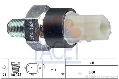 7.0180 FACET Датчик давления масла Dacia Dokker 1.2 tce (12-) (7.0180) FACET