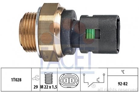 7.5128 FACET Датчик включения вентилятора (t 92°C) MASTER/TRAFIC/MEGANE 1.4-2.8 89-03 (7.5128) FACET