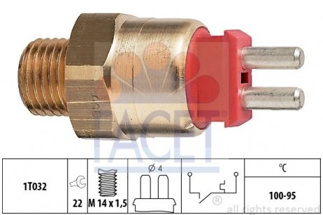 7.5169 FACET Датчик ввімкнення вентилятора MB W201/W220/W124/Vario 2.0-6.0 82-13 (7.5169) FACET