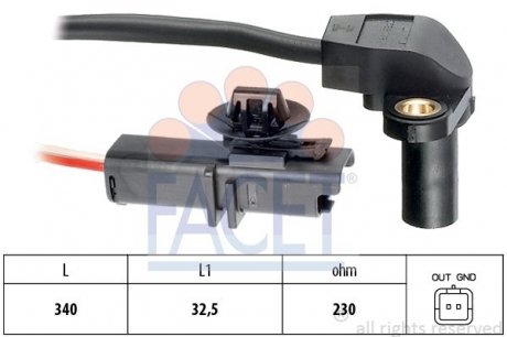 9.0549 FACET Датчик обертів коленвала Renault Megane ii 2.0 (06-11) (9.0549) FACET