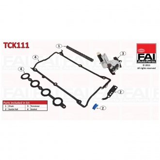 TCK111 FAI FAI VW К-кт цепи ГРМ с прокладками(ланцюг+2 направляющие+ натяжитель+2 прокладки) Passat,Audi A4 1.8T 95-