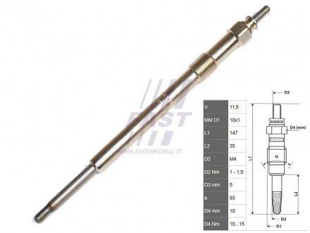 FT82736 FAST Свеча накаливания CITROEN Jumper 06-14,JUMPER с бортовой платформой/ходовая часть 06-н.в.,JUMPER а