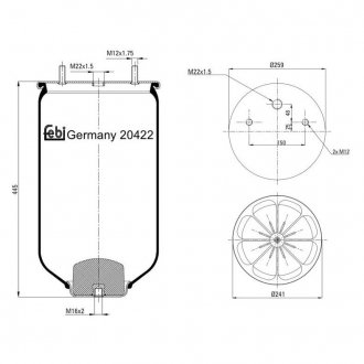 20422 FEBI BILSTEIN Пневмоподушка підвіски без поршня