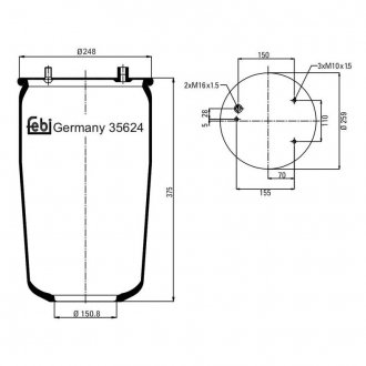 35624 FEBI BILSTEIN Пневмоподушка підвіски без поршня