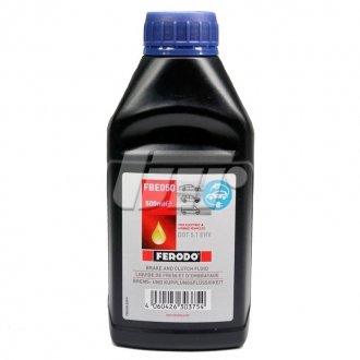 FBE050 FERODO Тормозная жидкость гидравлическая объемом 0,5л.
