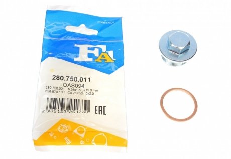 280.750.011 Fischer Automotive One (FA1) Пробка піддону + ущільнювач FA1 280.750.011