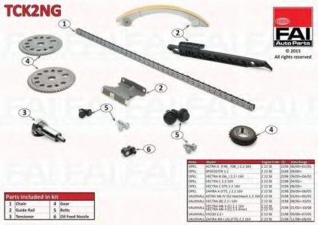 TCK2NG Fischer Automotive One (FA1) Р-кт цепи привода р/вала (без уплотнений) Opel Astra G/Vectra B/C 2.2 16V/2.2Dti