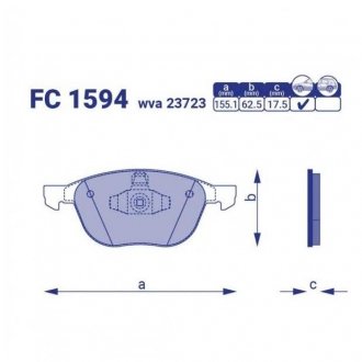 FC 1594 FRICO FRICO Тормозные колодки перед. FORD Focus II, C-Max MAZDA 3 VOLVO (сист.ATE)