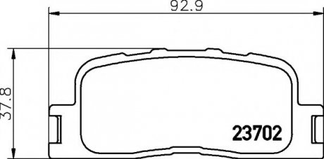 8DB355011-001 HELLA Колодки гальмівні задні Toyota Camry 01-06 (akebono) (93x38x16)