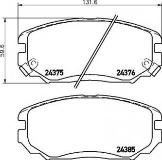 8DB355012-461 HELLA Гальмівні колодки перед. Hyundai Tucson 04-10 (mando) (131,5x60,2x17,5)