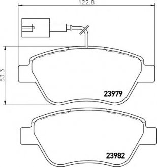 8DB355012-841 HELLA Гальмівні колодки перед. Doblo 01- (Bosch) (122.8x53.6)