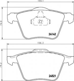 8DB 355 013-001 HELLA Гальмівні колодки дискові перед. Ford Galaxy 06-, Mondeo 07-,Volvo S80,V70