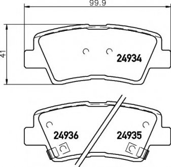 8DB 355 014-571 HELLA Тормозные колодки дисковые зад. Hyundai Grandeur, Sonata V, Tucson Kia Opirus, Soul Ssangyong Korando 1.6-3.3 05-