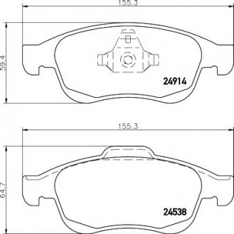 8DB355014-791 HELLA Гальмівні колодки перед. Megane 09-/Duster 10-/Dokker 13-