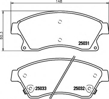 8DB 355 015-231 HELLA Гальмівні колодки передні. Opel Astra J 10/09>