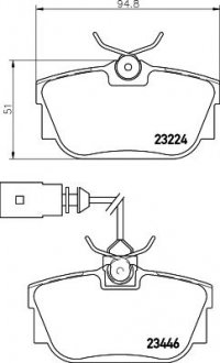 8DB355018-591 HELLA Тормозные колодки зад. T4 >98 (51x94,9) (Lucas)