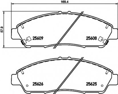 8DB 355 020-211 HELLA Дисковые тормозные колодки перед.Honda Pilot /Acura MDX 2007-