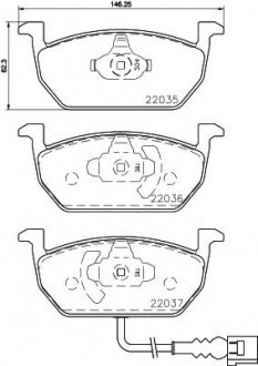 8DB 355 021-951 HELLA Колодки тормозные перед. Audi A3 Seat Leon, Leon Sc, Leon St Skoda Octavia Vw Golf Alltrack, Golf Sportsvan, Golf Vii 1.0-2.0D 08.12-