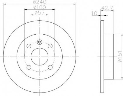 8DD 355 106-091 HELLA Гальмівний диск зад. (240x10) Opel Astra G