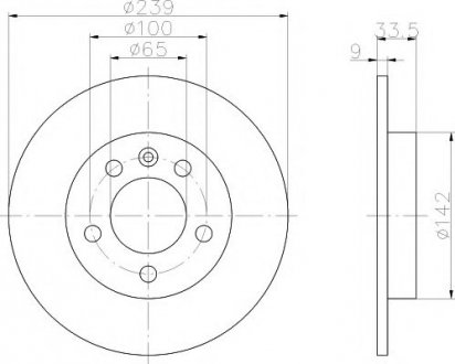 8DD355107-461 HELLA Тормозной диск задний. Octavia/Golf 98-13 (PRO)