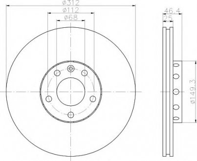 8DD 355 107-521 HELLA Диск гальм. P Audi A4,A6Skoda Superb 1,8T-2,8 04.97- (312x25