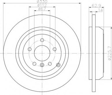 8DD 355 113-211 HELLA Тормозной диск зад. DB M-Clas 164 3.0CDI 06-