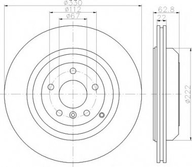 8DD 355 113-231 HELLA Диск тормозной зад. (330x22) Mercedes Klasa GL 320-500 06->