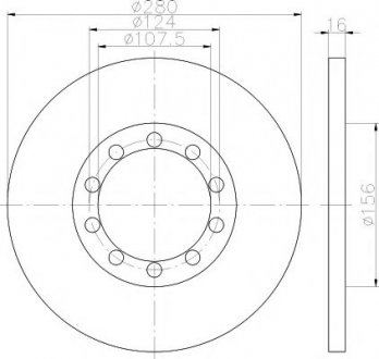 8DD355113-291 HELLA Тормозной диск зад. Transit V347 06- (H=16mm)