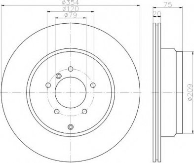 8DD355115-291 HELLA Тормозной диск зад. Range Rover III 02-12 (354x20)