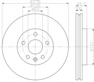 8DD355116-351 HELLA Гальмівний диск перед. Aveo/Cruze 11-/ Astra J 09- (276x26)