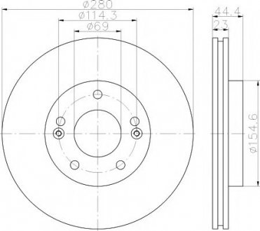 8DD 355 118-371 HELLA Тормозной диск передний Hyundai Creta, Elantra, I30, Kona, Veloster Kia Ceed 1.0-1.8 09.10-