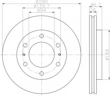 8DD 355 118-631 HELLA Диск гальмівний перед.Mitsubishi Pajero 06->