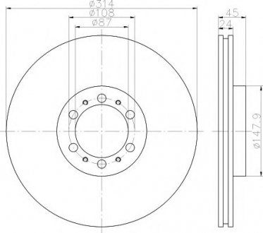 8DD 355 118-741 HELLA Гальмівний диск Mitsubishi Pajero 2.5 Td/3.0 V6 98-