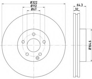 8DD 355 118-931 HELLA Гальмівний диск перед. DB C (W204, C204), E (W212, C207, A207), SLK (R172) 1.8-3.5 07-