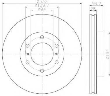 8DD 355 119-081 HELLA Гальмівний диск перед. Mitsubishi Pajero 3.2 DiD 06-