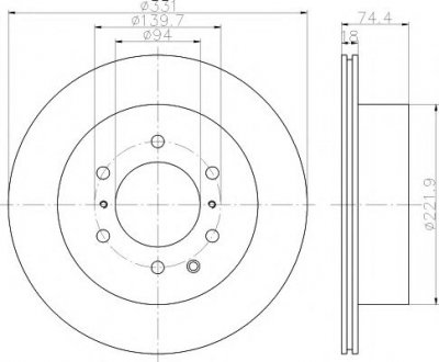 8DD 355 119-091 HELLA Диск тормозной задний. Mitsubishi Pajero 3.2DiD (V98W) 06-